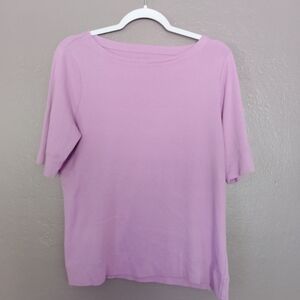 Chicos Size 2 Lilac Pima Cotton Shirt 3/4 Sleeve Casual Everyday Basic